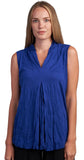 Shana Plus -Royal Blue Crinkle Sleeveless V-Neck Top - Linnea's Boutique and Vera's Threads