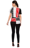 Parsley and Sage  Plus - Black/White/Red Knit Short  Sleeve V- Neck Angela Top - Linnea's Boutique and Vera's Threads