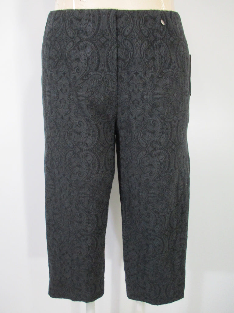 Robell - Black Paisley Pull On Faux Zipper Texture Crop Pant - Linnea's Boutique & Vera's Threads