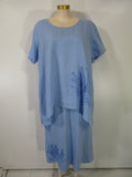 Kleen - Lily Blue Linen Diagonal Seam Flower Mid Calf Skirt - Linnea's Boutique & Vera's Threads